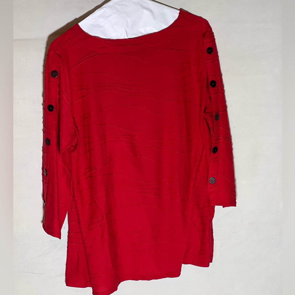 Bright red Multiples women’s long sleeve dress shirt.